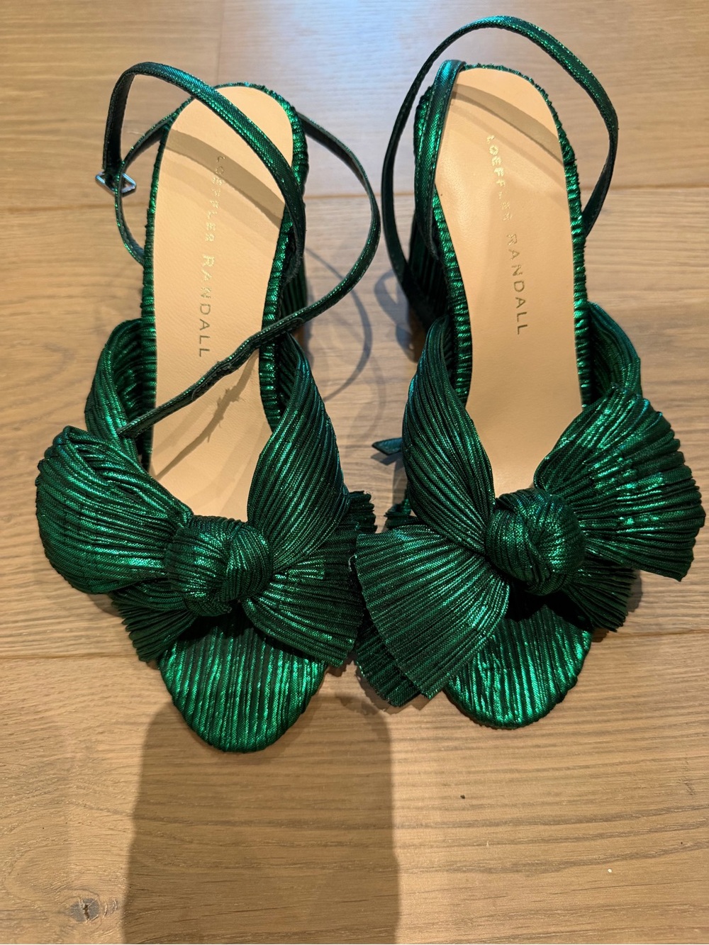 Loeffler Randall Emerald Green Knot Bow Slingback Heels